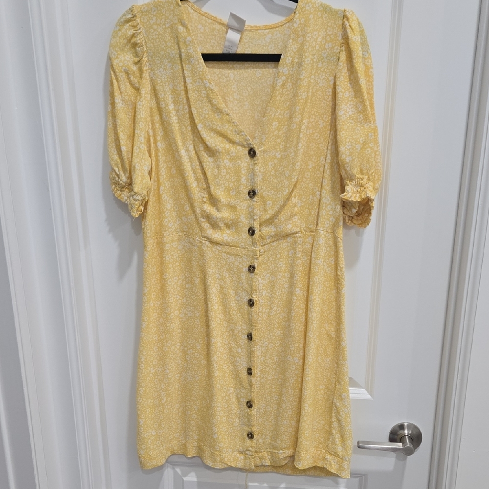 H&M Bright Yellow Patterned Dress